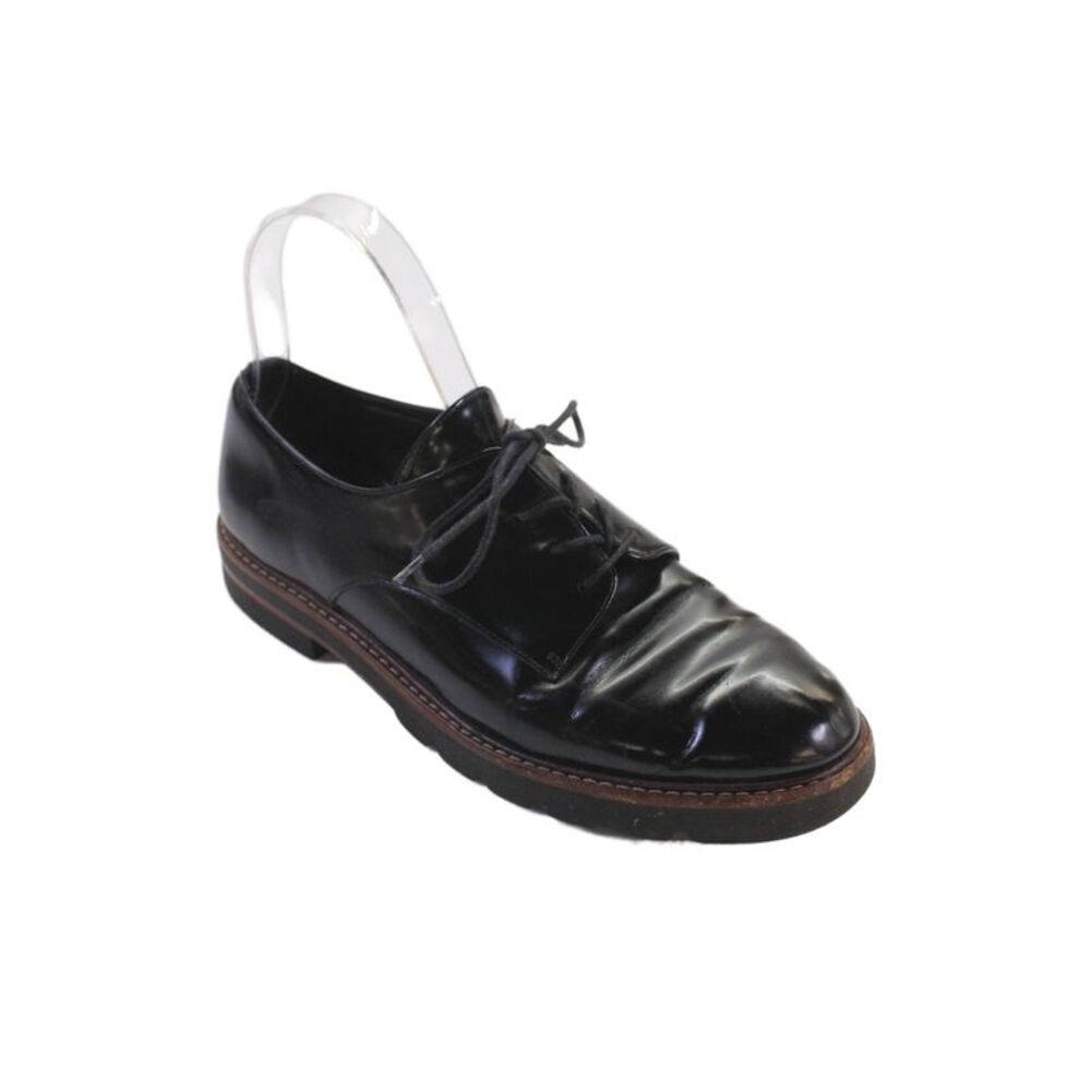 Stuart Weitzman Women's Leather Lace-Up Oxford Work Shoes Black Size 7